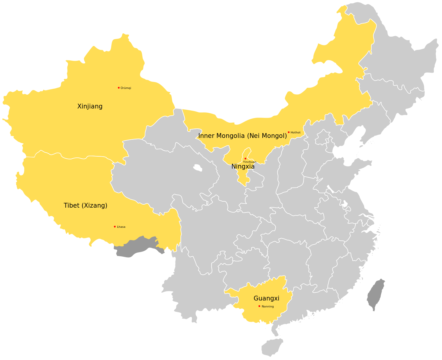 China's autonomous regions