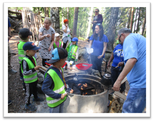 Making lunch in the forest school.