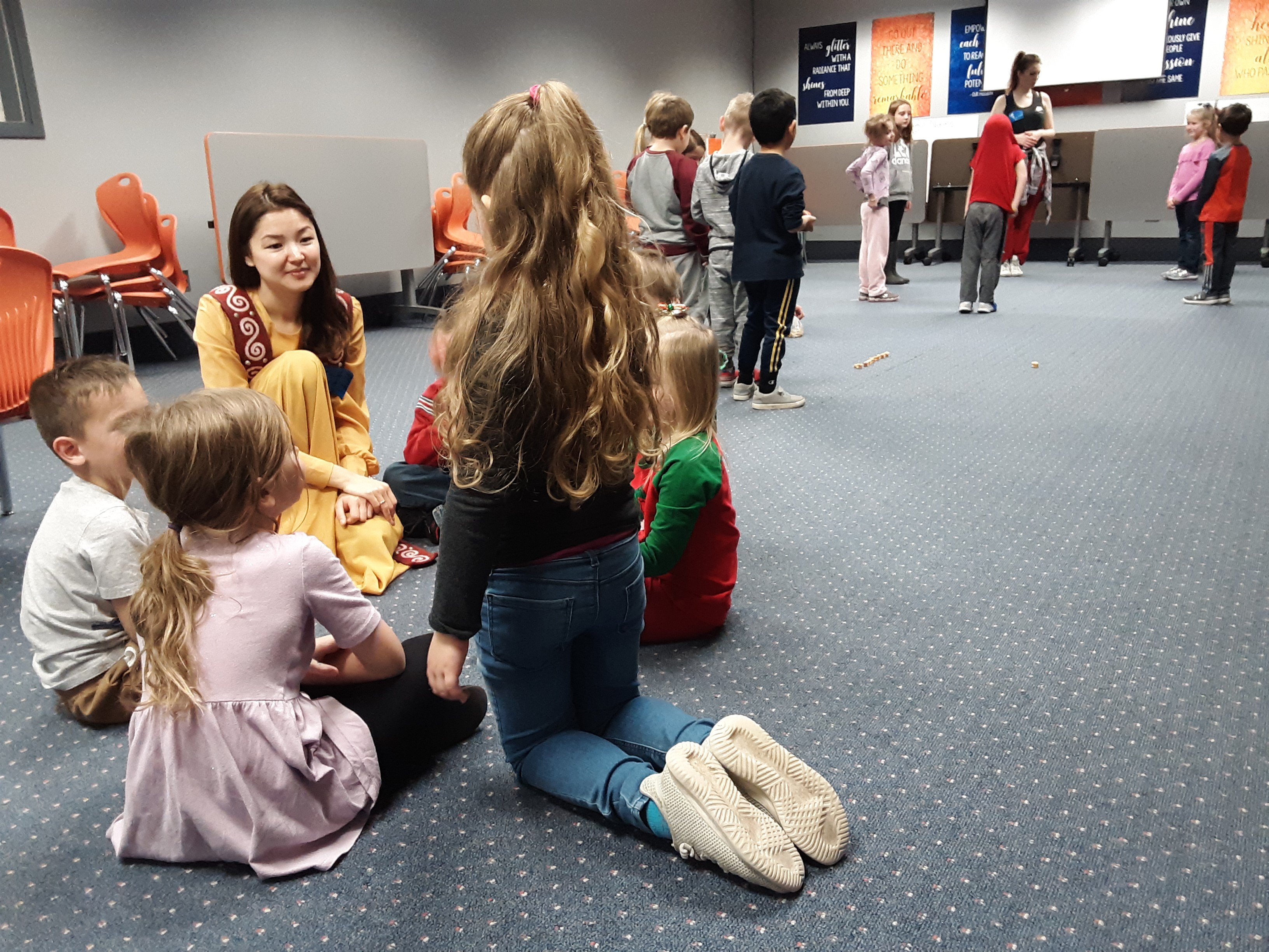 Kids playing games in classroom