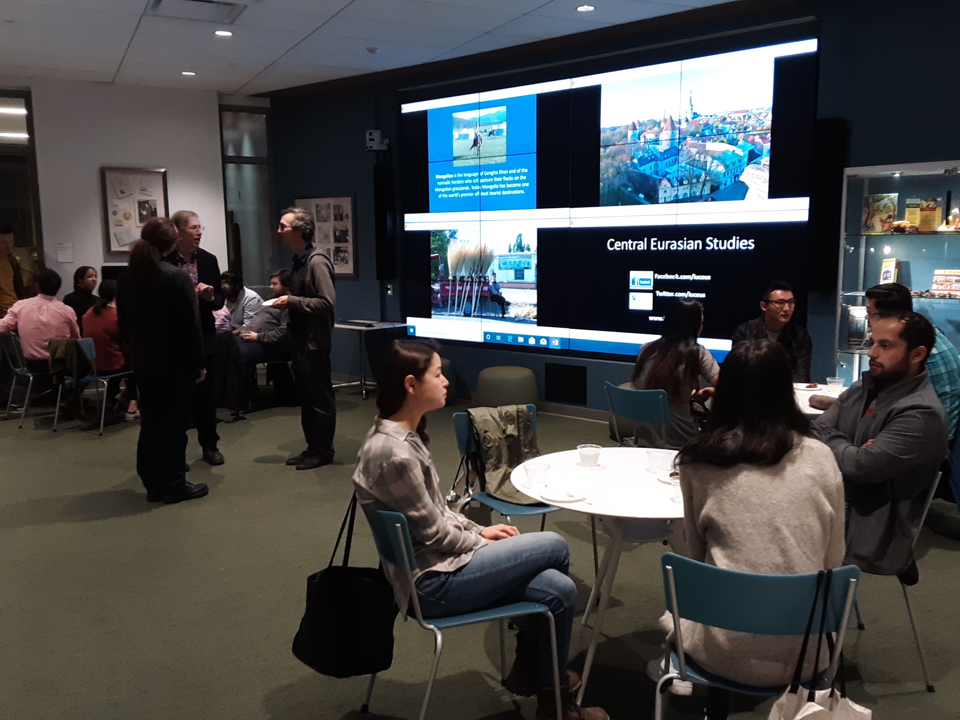 Central Eurasian studies presentation being done in lounge full of people