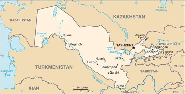 Map of Uzbekistan