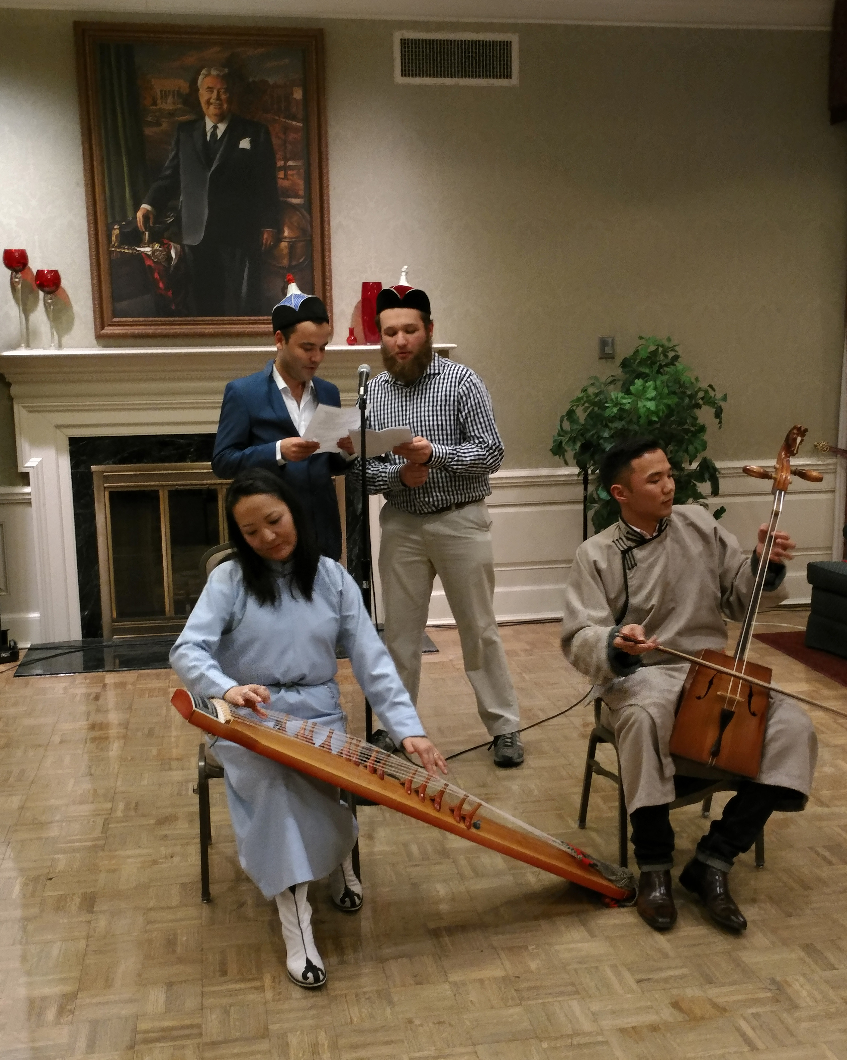 Musicians performing in room