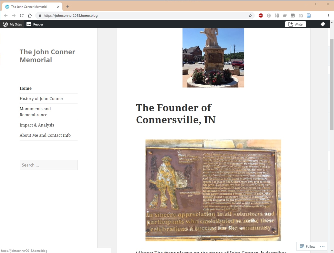 An image of a website produced for Dr. Ree's course that presents a student's research for a general public audience.